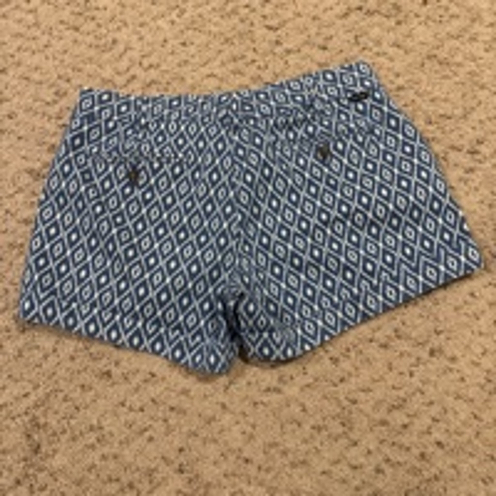 Women's Dear John Finnegan Shorts Size 32/12 Blue Diamond Print - Picture 2 of 9